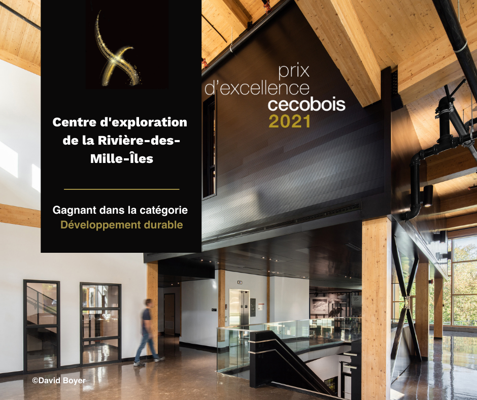 Cardin Julien wins a Cecobois award for the Centre d’exploration de la Rivière des Milles-Îles Cardin Julien wins a Cecobois award for the Centre d’exploration de la Rivière des Milles-Îles